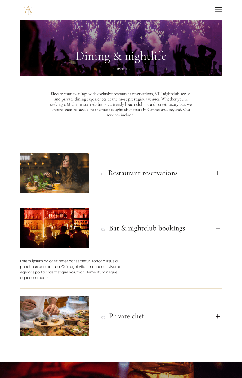 Home page template